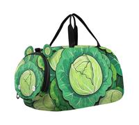 Borsone da palestra con cavolo verde con scomparto per scarpe, multifunzionale, borsa da viaggio per il fine settimana, per spiaggia, nuoto, piscina, sport