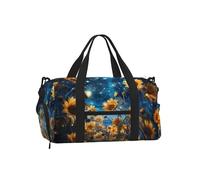Borsone da palestra con cielo stellato e cielo notturno con girasole, borsone da viaggio con scomparto per scarpe, impermeabile, per sport, notte, danza, yoga, borsa da portare con sé