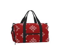 Borsone da palestra con fiocchi di neve, unisex, per il fine settimana di Natale, da viaggio, con scomparto per scarpe, impermeabile, per sport, per la notte, danza, yoga, borsone da portare con sé