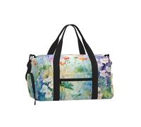 Borsone da palestra con fiori ad acquerello, per uomini e donne, borsone da viaggio con scomparto per scarpe, impermeabile, per sport, notte, danza, yoga, borsa da portare con sé