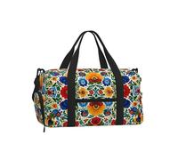 Borsone da palestra con fiori arancioni e blu, per uomo e donna, con mandala, floreale, borsone da viaggio con scomparto per scarpe, impermeabile, per sport, notte, danza, yoga, borsa da portare con