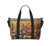 Borsone da palestra con fiori, campo erboso, per uomo e donna, borsa da viaggio per la notte con scomparto per scarpe borse da allenamento, Fiori Campo Erba, One Size, Borsone da viaggio
