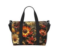 Borsone da palestra con fiori, campo erboso, per uomo e donna, borsa da viaggio per la notte con scomparto per scarpe borse da allenamento, Fiori e api, One Size, Borsone da viaggio