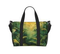 Borsone da palestra con fiori, campo erboso, per uomo e donna, borsa da viaggio per la notte con scomparto per scarpe borse da allenamento, Felci, One Size, Borsone da viaggio