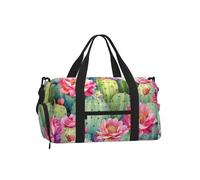 Borsone da palestra con fiori di cactus per uomo e donna, borsone da viaggio con scomparto per scarpe, borsa da viaggio con scomparto per scarpe, impermeabile, per sport durante la notte, danza, yoga