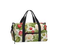 Borsone da palestra con fiori di fragola per uomo e donna, borsone da viaggio con scomparto per scarpe, impermeabile, per sport, notte, danza, yoga, borsa da portare con sé
