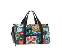 Borsone da palestra con fiori e cuori retrò per uomini e donne, borsone da viaggio colorato con scomparto per scarpe, impermeabile, per sport, notte, danza, yoga, borsa da portare con sé