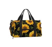 Borsone da palestra con fiori gialli per uomo e donna, borsone da viaggio con scomparto per scarpe, borsa da viaggio per il fine settimana con girasole, impermeabile, per sport durante la notte, danza