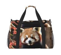 Borsone da palestra con fiori in fiore per uomo e donna borsa da notte con scomparto per scarpe borse da viaggio per allenamento, Panda rossi, Taglia unica, Borsone da viaggio