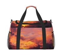 Borsone da palestra con fiori in fiore per uomo e donna borsa da notte con scomparto per scarpe borse da viaggio per allenamento, Tramonto al tramonto, Taglia unica, Borsone da viaggio