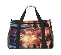 Borsone da palestra con fiori in fiore per uomo e donna borsa da notte con scomparto per scarpe borse da viaggio per allenamento, Bellissimi fuochi d'artificio, Taglia unica, Borsone da viaggio