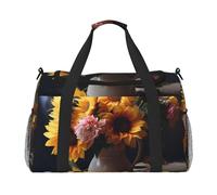 Borsone da palestra con fiori in fiore per uomo e donna borsa da notte con scomparto per scarpe borse da viaggio per allenamento, Disposizione dei fiori estivi, Taglia unica, Borsone da viaggio