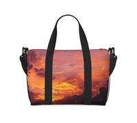 Borsone da palestra con fiori in fiore per uomo e donna, borsa da viaggio per la notte con scomparto per scarpe borse da allenamento, Tramonto al tramonto, Taglia unica, Borsone da viaggio