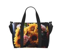 Borsone da palestra con fiori in fiore per uomo e donna, borsa da viaggio per la notte con scomparto per scarpe borse da allenamento, Disposizione dei fiori estivi, Taglia unica, Borsone da viaggio