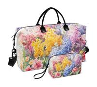 Borsone da palestra con fiori retrò con pittura Whiteoil Feel Duffel Bag durante la notte Carry On Tote e bagagli palestra Tote Bag con tracolla regolabile per aereo, viaggio pieghevole bulto de para