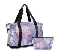 Borsone da palestra con foglie d'acero viola con borsa da toilette per allenamento pieghevole, Foglia d'acero viola, 1 size