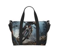 Borsone da palestra con foglie di felce naturale per uomini e donne, borsa da viaggio per la notte con scomparto per scarpe borse da allenamento, Torneo Mountain Bike, Taglia unica, Borsone da viaggio