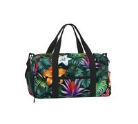 Borsone da palestra con foglie di palma e fiori per uomini e donne, borsone da viaggio Tropivcal Jungle Weekend con scomparto per scarpe, resistente all'acqua, per sport durante la notte, danza, yoga