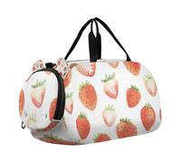 Borsone da palestra con fragole e frutta bianca, con scomparto per scarpe, leggero, borsa sportiva da viaggio per viaggi, nuoto, danza, balletto