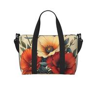 Borsone da palestra con gattino su zucca, per uomo e donna, borsa da viaggio per la notte con scomparto per scarpe, borse da allenamento, Illustrazione di fiori, One Size, Borsone da viaggio