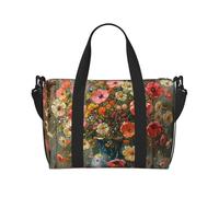 Borsone da palestra con gattino su zucca, per uomo e donna, borsa da viaggio per la notte con scomparto per scarpe, borse da allenamento, Fiori in Vaso, One Size, Borsone da viaggio