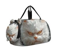 Borsone da palestra con gatto d'angora turco, con scomparto per scarpe, grande capacità, borsone da viaggio con cinghia regolabile per viaggi, sport, borsone da viaggio e weekend