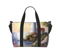 Borsone da palestra con gerani rossi per uomo e donna, borsa da viaggio per la notte con scomparto per scarpe borse da allenamento, Faro Diamond Painting, Taglia unica, Borsone da viaggio