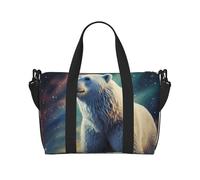 Borsone da palestra con gerani rossi per uomo e donna, borsa da viaggio per la notte con scomparto per scarpe borse da allenamento, Orso polare Northern Lights, Taglia unica, Borsone da viaggio