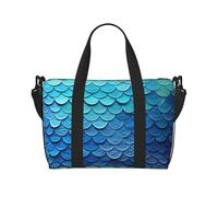 Borsone da palestra con gerani rossi per uomo e donna, borsa da viaggio per la notte con scomparto per scarpe borse da allenamento, Scala di pesce sirena blu mare oceano, Taglia unica, Borsone da