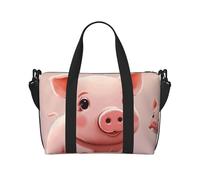 Borsone da palestra con gerani rossi per uomo e donna, borsa da viaggio per la notte con scomparto per scarpe borse da allenamento, Simpatico maialino., Taglia unica, Borsone da viaggio