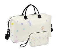 Borsone da palestra con graffiti a pois grandi, da viaggio, per la notte, con tracolla regolabile, set da 2 pezzi, Graffiti a macchie semplici beige, 1 size