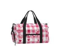 Borsone da palestra con griglia a cuore rosa per uomini e donne, borsone da viaggio per San Valentino, weekend, con scomparto per scarpe, impermeabile, per sport, notte, danza, yoga, borsa da portare