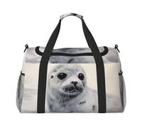 Borsone da palestra con ippopotamo per uomini e donne, borsa da notte con scomparto per scarpe, borse da viaggio per allenamento, Pittura Sigillo Arpa, Taglia unica, Borsone da viaggio