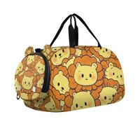 Borsone da palestra con leone in stile cartone animato carino con scomparto per scarpe, multifunzionale, per fine settimana, notte, borsa da trasporto per spiaggia, nuoto, piscina, sport