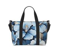 Borsone da palestra con limoni e foglie di limone, per uomini e donne, borsa da viaggio per la notte con scomparto per scarpe borse da allenamento, Fiori di ibisco blu, One Size, Borsone da viaggio