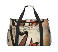 Borsone da palestra con luci al neon per uomo e donna, borsa da notte con scomparto per scarpe, borse da viaggio per allenamento, Arpa farfalla, Taglia unica, Borsone da viaggio