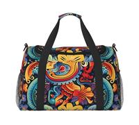 Borsone da palestra con luci al neon per uomo e donna, borsa da notte con scomparto per scarpe, borse da viaggio per allenamento, Messicano, Taglia unica, Borsone da viaggio