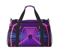 Borsone da palestra con luci al neon per uomo e donna, borsa da notte con scomparto per scarpe, borse da viaggio per allenamento, Tunnel con luci al neon, Taglia unica, Borsone da viaggio
