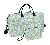 Borsone da palestra con margherite blu e bianche, borsa da viaggio con tracolla regolabile per lo sport, pieghevole