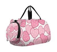 Borsone da palestra con motivo a cuore in stile cartone animato, con scomparto per scarpe, grande capacità, borsone da viaggio con tracolla regolabile, per spiaggia, nuoto, piscina, sport