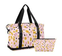 Borsone da palestra con motivo a pois gialli e rosa, con cinghia regolabile, impermeabile, Puntini di cartone animato giallo e, 1 size