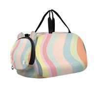 Borsone da palestra con motivo a righe ondulate di un arcobaleno, con scomparto per scarpe, multifunzione, per viaggi, nuoto, danza, danza