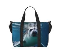 Borsone da palestra con motivo a tessere colorate per uomini e donne, borsa da viaggio per la notte con scomparto per scarpe borse da allenamento, Carta da parati Harp Seal, Taglia unica, Borsone da