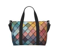Borsone da palestra con motivo a tessere colorate per uomini e donne, borsa da viaggio per la notte con scomparto per scarpe borse da allenamento, Colorato Tiles Texture Pattern, Taglia unica, Borsone