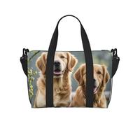 Borsone da palestra con motivo a tessere colorate per uomini e donne, borsa da viaggio per la notte con scomparto per scarpe borse da allenamento, Golden Retrievers, Taglia unica, Borsone da viaggio