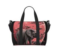 Borsone da palestra con motivo a tessere colorate per uomini e donne, borsa da viaggio per la notte con scomparto per scarpe borse da allenamento, Elefante Luna, Taglia unica, Borsone da viaggio