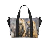 Borsone da palestra con motivo a tessere colorate per uomini e donne, borsa da viaggio per la notte con scomparto per scarpe borse da allenamento, Due cani della prateria, Taglia unica, Borsone da