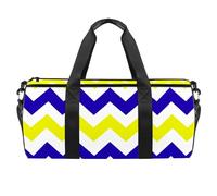Borsone da palestra con motivo a zig-zag, colore viola, giallo, con motivo a zig-zag, per fitness, allenamento, borsa da viaggio, borsa per attrezzatura da donna e uomo, Multicolore, 17.7x9x9 inches