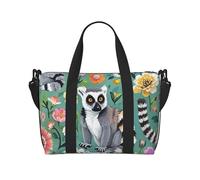 Borsone da palestra con motivo animali lemuri e fiori, per uomini e donne, borsa da viaggio per la notte con scomparto per scarpe borse da allenamento, Animali Lemur Fiori Pattern, Taglia unica