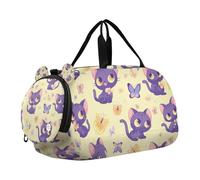 Borsone da palestra con motivo con farfalle e gatti, con scomparto per scarpe, grande capacità, per ragazzi e ragazze